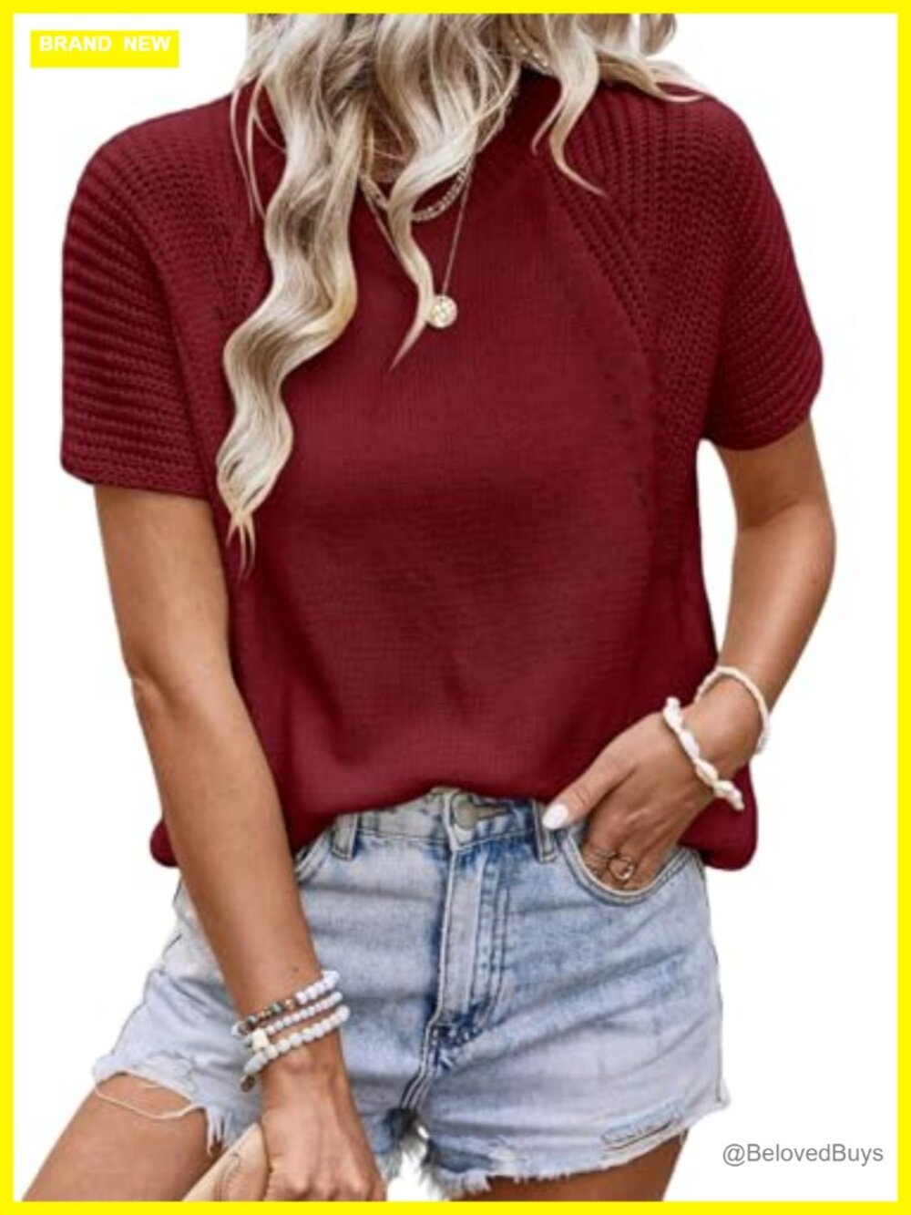Dokotoo Women's Knit Sweater Top Short Sleeve Hollow Out Crewneck Casual